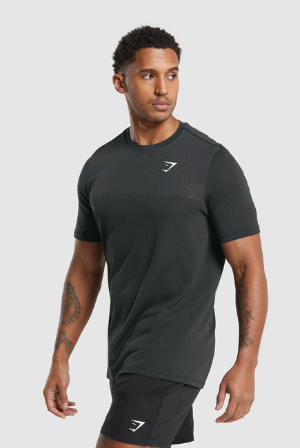 Vital Seamless T-Shirt:Black/ Medium Grey Marl:XS