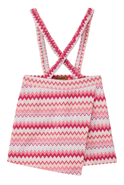 Pink Zig-Zag Overall Shorts