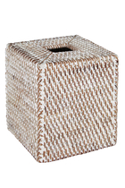 Whitewashed Rattan Tissue Box Cover