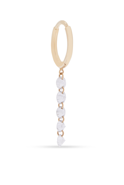 Drop Single Hoop Earring, 18k Yellow Gold & Diamonds