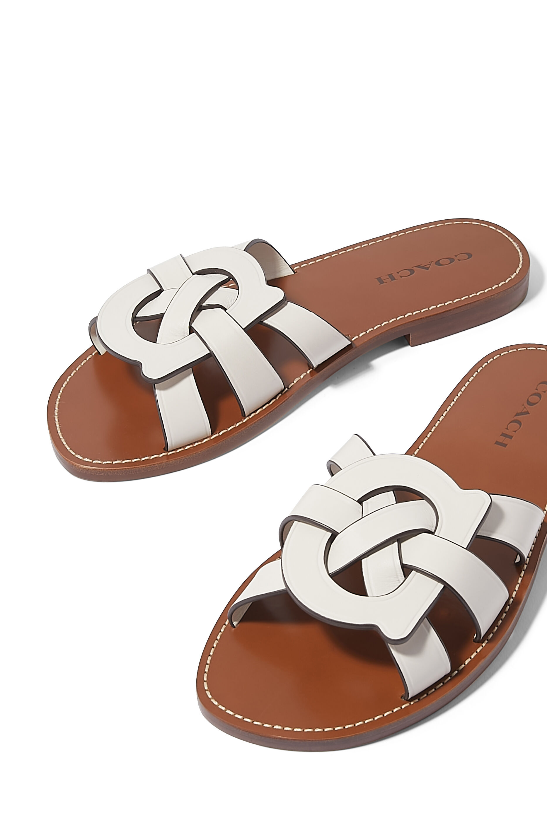 Coach Issaa leather flat sandals - Brown