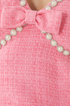 Embellished Bow Bouclé Tweed Mini Dress