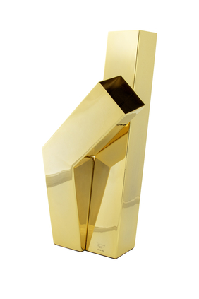 Gold-Plated L-Shaped Vase