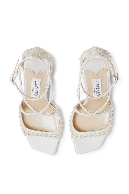 Azia 95 Satin Sandals with All-Over Pearls