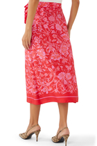 Floral-Print Midi Wrap Skirt