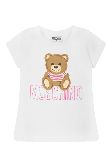 JG SS T-SHIRT W/ MOSCHINO TEDDY ON FRONT:WHITE:8Y