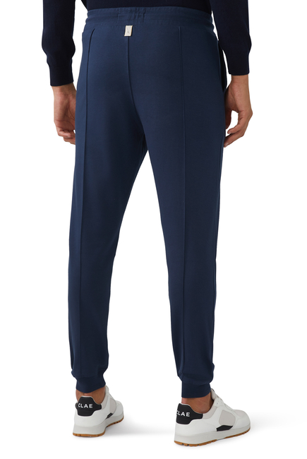 Embroidered Signature Cotton Jogging Trousers - Luxury Blue