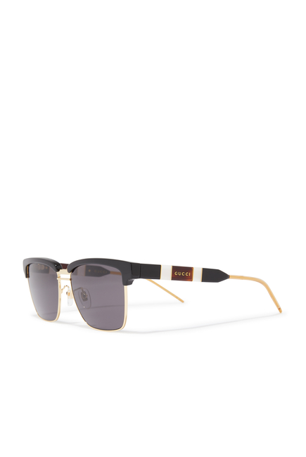 Square Acetate And Metal Sunglasses