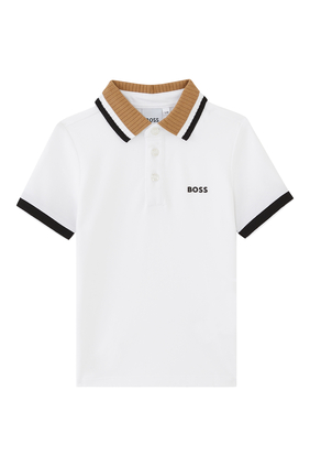 Kids White Logo Polo Shirt