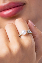 Starlight Ring, 18k Yellow Gold, Diamonds & Akoya Pearl