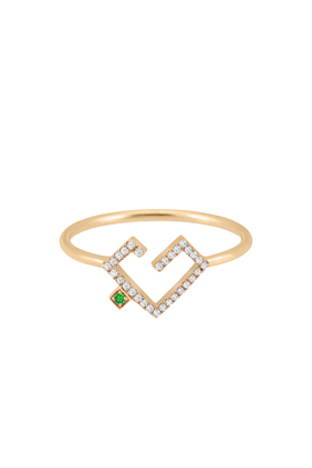 Hubb 18K Gold, Diamond & Emerald Ring