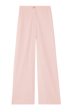 High-Rise Straight Linen Trousers