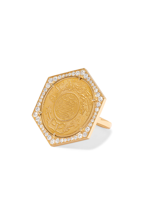 Ginea Diamond Frame Ring, 22k Yellow Gold with Diamonds