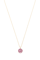 Happy Face Medium Pendant Necklace, 14k Yellow Gold & Rubies