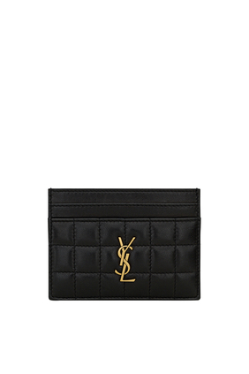 Saint Laurent Cassandre Matelasse Leather Fragments Card Case Neutral