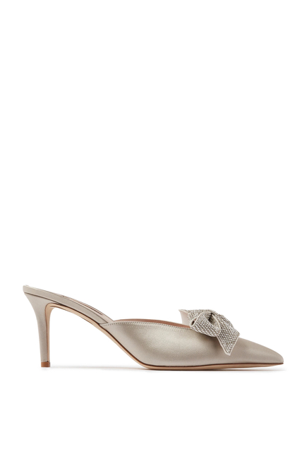 Paley 70 Satin & Crystal Bow Mules