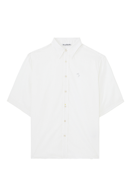 Embroidered Logo Stripe Shirt