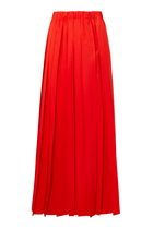 Italian Sporty Nylon Pleated Pull-On Maxi Skirt