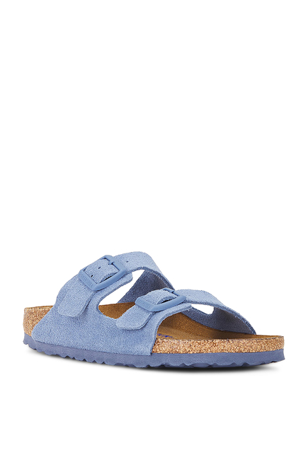 Arizona Two-Strap Suede Leather Slides