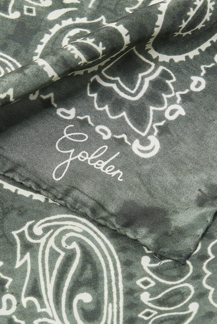 Golden Foulard Paisley Print Scarf