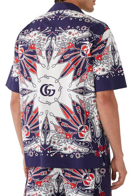 Double G Printed Cotton Bowling Shirt