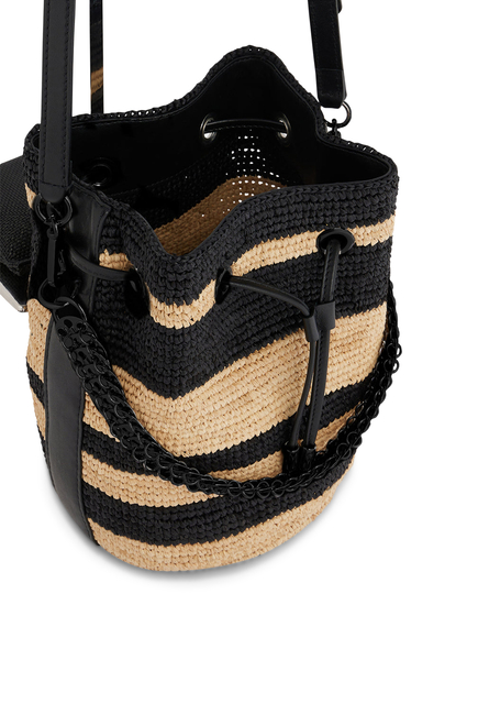 Stripped Raffia Bucket Bag