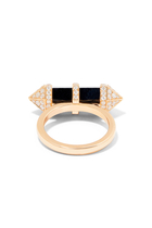 Medium Horizontal Chakra Ring, 18k Rose Gold with Diamonds & Black Onyx