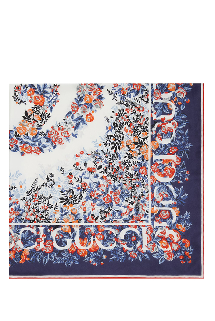 Floral-print Silk Scarf