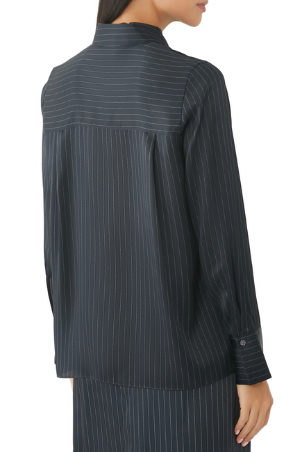 Pinstripe Silk Slim Long-Sleeve Shirt