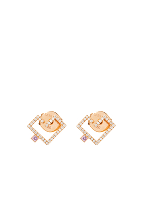 Hubb Stud Earrings, 18k Rose Gold with Diamonds & Pink Sapphires