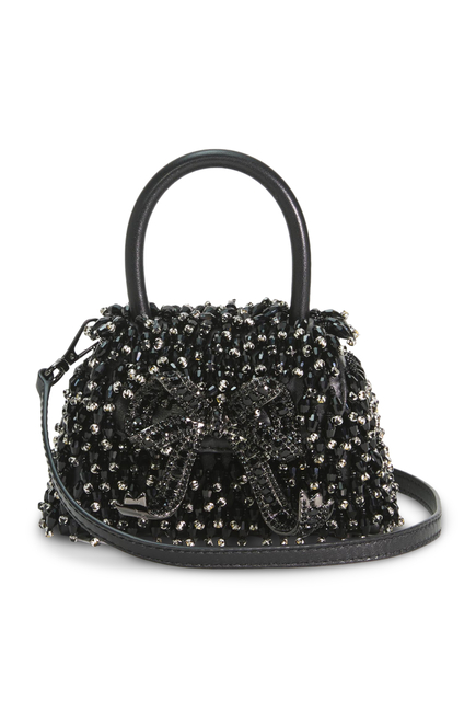 Crystal-Embellished Micro Bow Bag