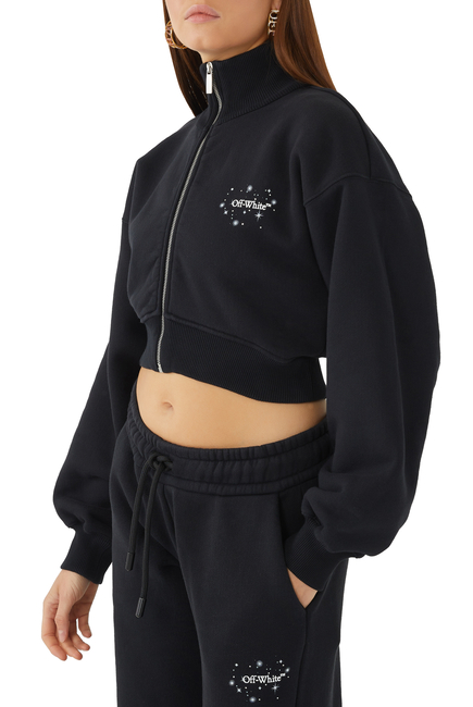 Bling Stars Crop Zip-Up Sweatshirt