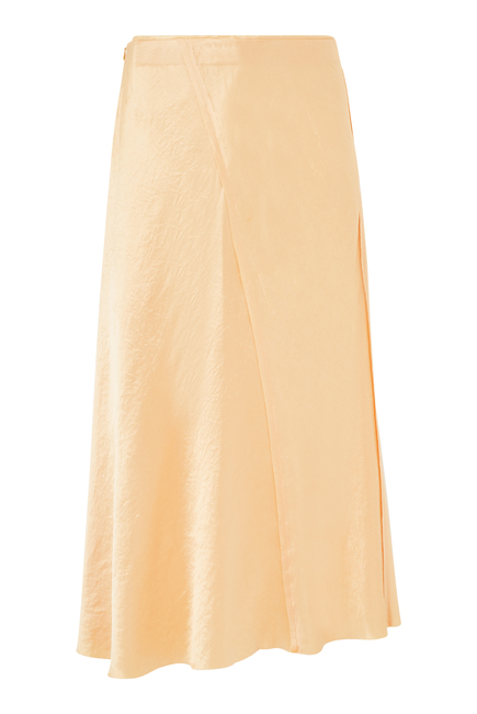 Raw Edge Paneled Slip Midi Skirt