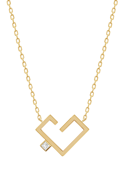 Hubb Heart Pendant Necklace, 18K Yellow Gold & Diamond