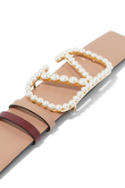 VLogo Signature Pearl Buckle Reversible Belt