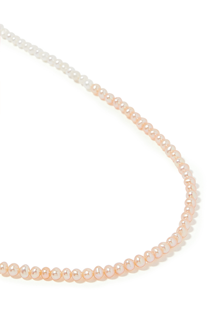 Mini Pearl Necklace, 14k Yellow Gold