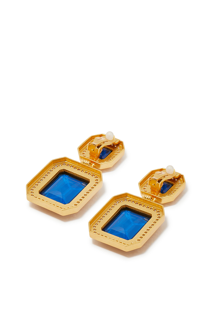 Jennifer Pacifique Earrings, 24k Gold Micron Plated Brass & Sapphire Quartz & Crystal Quartz