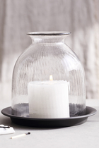 Ribbed Domed Glass Candle Holder Small