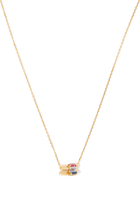 Fireworks Bar Pendant Necklace, 18k Yellow Gold, Diamonds & Sapphire