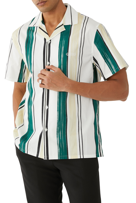 Printed Stripes Bowling Shirt