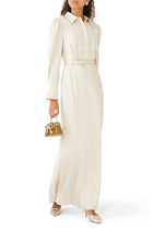 Satin Embellished Bib Maxi Dress