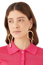 Morphed Effect Drop Earrings, Gold-Plated Brass, Zamak