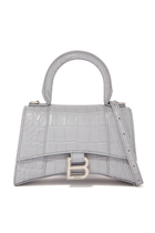 Hourglass XS Crocodile-Effect Top Handle Bag