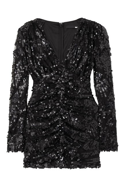 Sequin V Neck Mini Dress