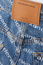 Mid-Rise Relaxed Logo Print Jeans