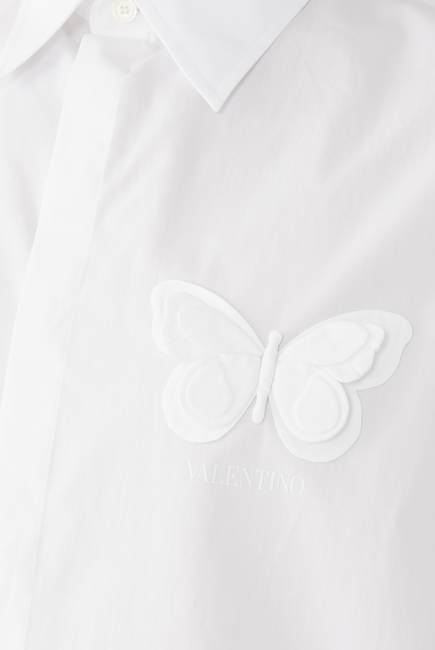 Embroidered Butterfly Cotton Poplin Shirt