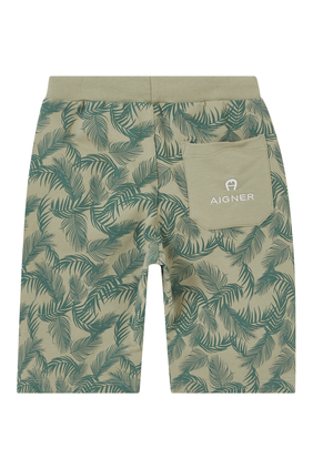 Palm Print Logo Bermuda Shorts
