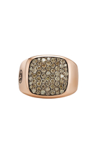 Streamline Signet Ring, 18k Pink Gold & Pave Diamonds