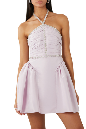 Crystal-Embellished Mini Dress
