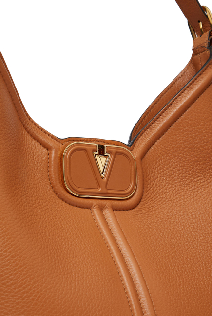 VLogo Leather Hobo Bag